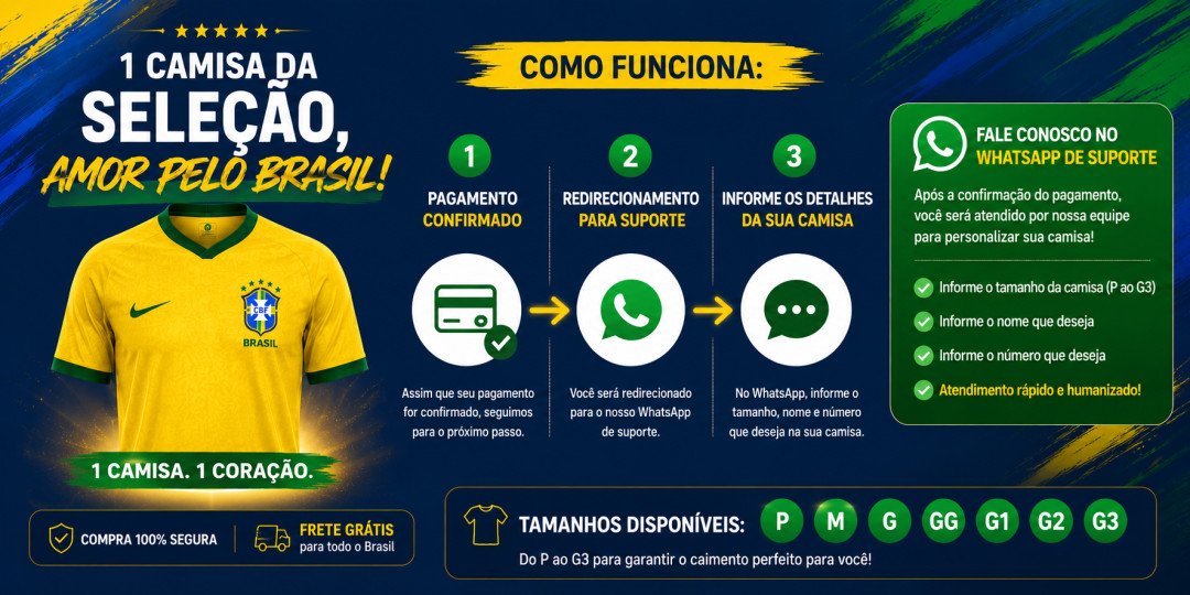 kit Camisas da Seleção Personalizadas